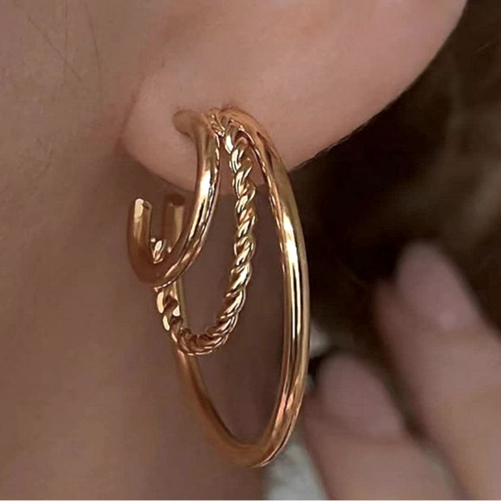 🆕WOT 3 Layer Hoop Earrings - Three Layer Ear Cuffs Earrings